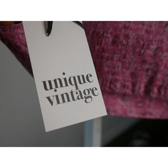 Unique Vintage Pink Bandana Print Chessie Crop Top 1X - Picture 10 of 11